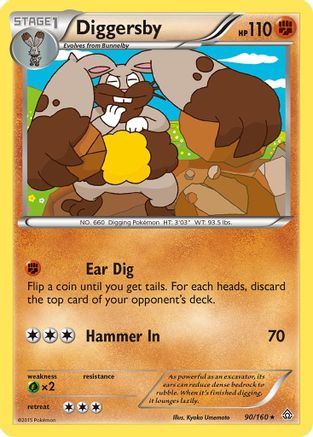 Diggersby 090  - Reverse Holofoil XY  Primal Clash - Rare