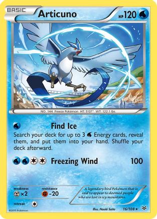 Articuno (16) 016/108  - Reverse Holofoil XY  Roaring Skies - Rare