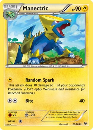 Manectric 025/108  - Reverse Holofoil XY  Roaring Skies - Uncommon