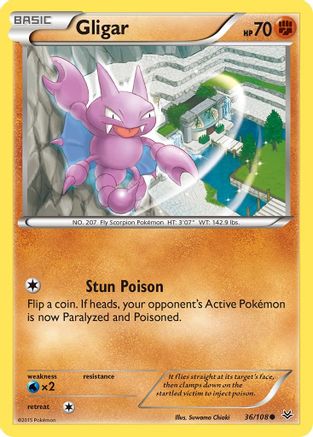 Gligar 036/108  - Reverse Holofoil XY  Roaring Skies - Common