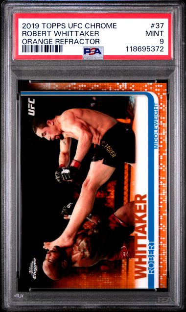 2019 TOPPS UFC CHROME #37 ROBERT WHITTAKER ORANGE REFRACTOR PSA 9