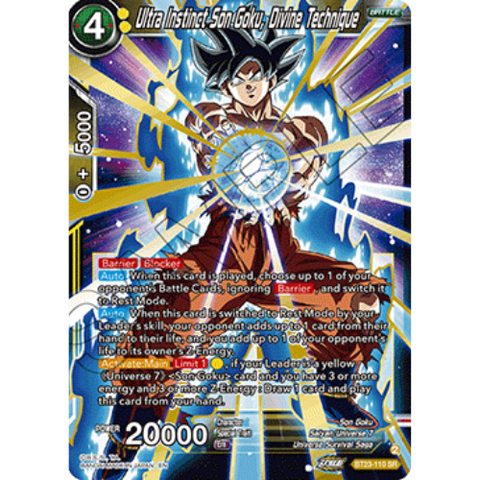 Dragon Ball Super Perfect Combination -Ultra Instinct Son Goku, Divine Technique  BT23-110 SR