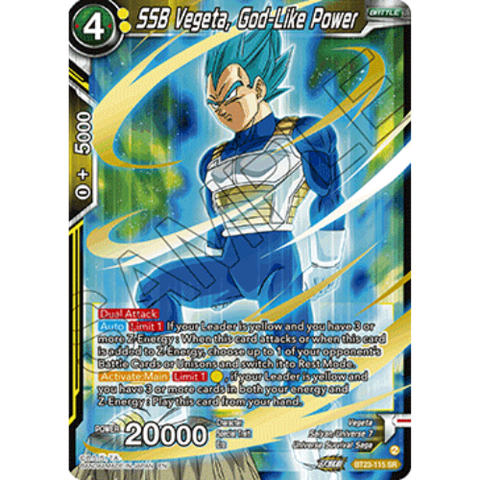 Dragon Ball Super Perfect Combination -SSB Vegeta, God-Like Power  BT23-115 SR