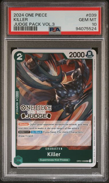 2024 ONE PIECE JUDGE PACK VOLUME 3 #039 KILLER PSA 10