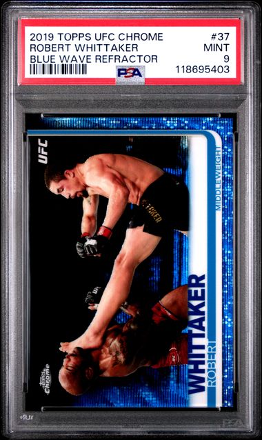 2019 TOPPS UFC CHROME #37 ROBERT WHITTAKER BLUE WAVE REFRACTOR PSA 9