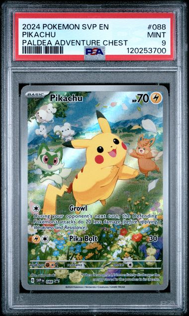 2024 POKEMON SVP EN-SV BLACK STAR PROMO #088 PIKACHU PALDEA ADVENTURE CHEST PSA 9