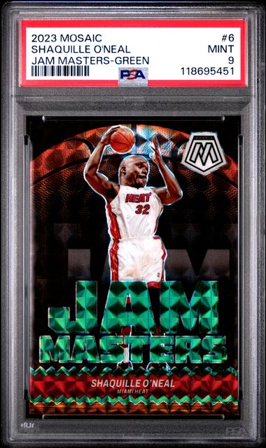 2023 PANINI MOSAIC JAM MASTERS #6 SHAQUILLE O'NEAL JAM MASTERS-GREEN PSA 9