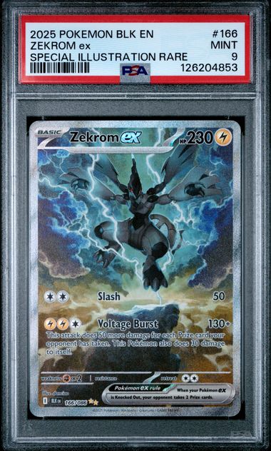 2025 POKEMON BLK EN-BLACK BOLT #166 ZEKROM ex SPECIAL ILLUSTRATION RARE PSA 9