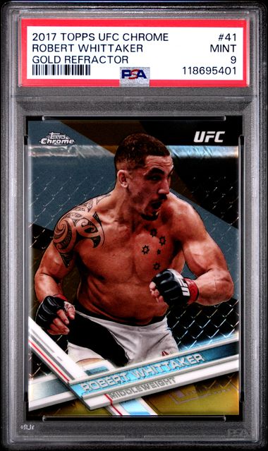 2017 TOPPS UFC CHROME #41 ROBERT WHITTAKER GOLD REFRACTOR PSA 9