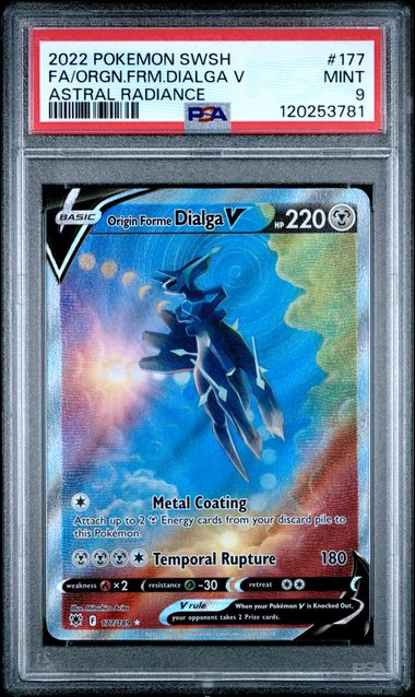 2022 POKEMON SWORD & SHIELD ASTRAL RADIANCE #177 FA/ORGN.FRM.DIALGA V ASTRAL RADIANCE PSA 9