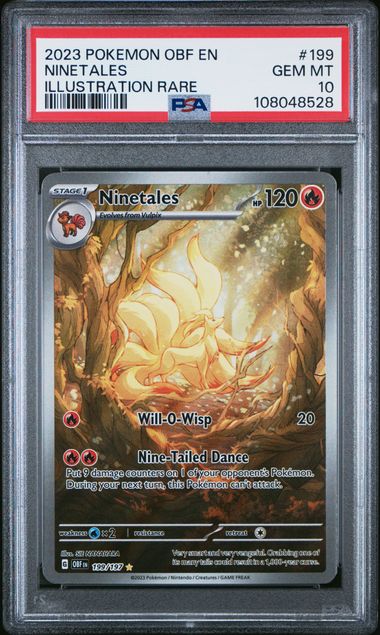 2023 POKEMON OBF EN-OBSIDIAN FLAMES #199 NINETALES ILLUSTRATION RARE PSA 10