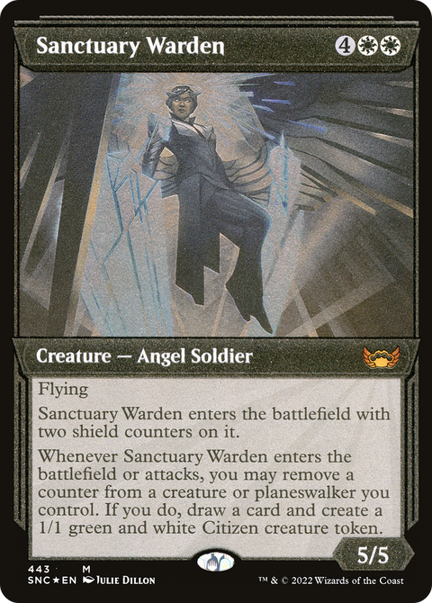 Sanctuary Warden (Showcase) (Foil Etched) (SNC-443) - Streets of New Capenna: (Showcase) Etched Foil
