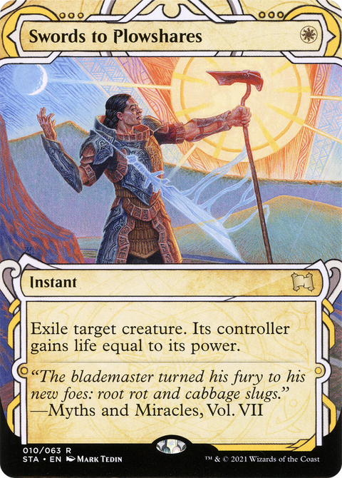 Swords to Plowshares (STA-010) - Strixhaven Mystical Archive: (Showcase) (Borderless) Foil
