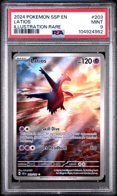 2024 POKEMON SSP EN-SURGING SPARKS #203 LATIOS ILLUSTRATION RARE PSA 9