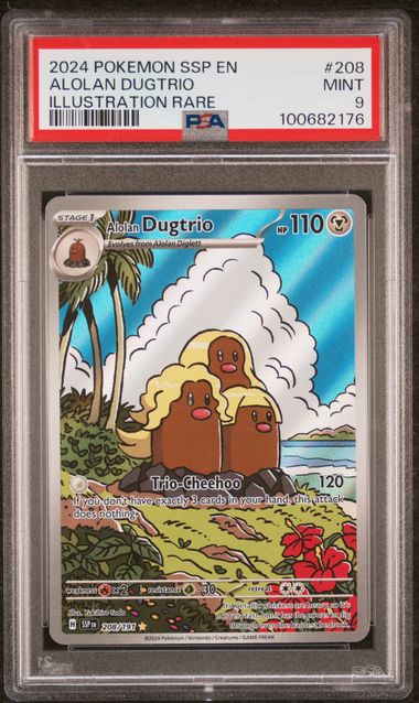 PSA 9 2024 POKEMON SSP EN-SURGING SPARKS #208 ALOLAN DUGTRIO ILLUSTRATION RARE