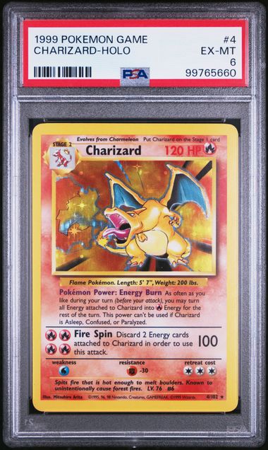 PSA 6 1999 POKEMON #4 CHARIZARD-HOLO