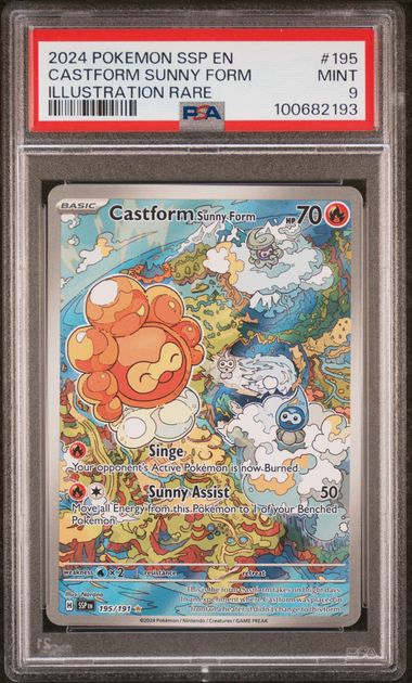 PSA 9 2024 POKEMON SSP EN-SURGING SPARKS #195 CASTFORM SUNNY FORM ILLUSTRATION RARE