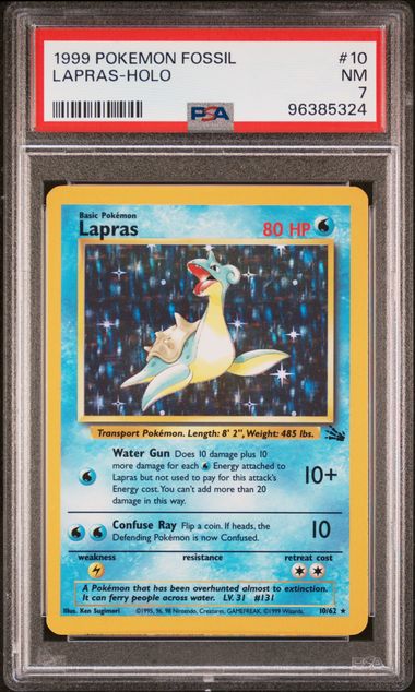 PSA 7 1999 POKEMON FOSSIL #10 LAPRAS-HOLO