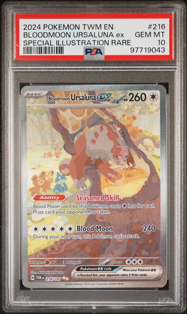 PSA 10 BLOODMOON URSALUNA ex SPECIAL ILLUSTRATION RARE #216 2024 POKEMON TWM EN-TWILIGHT MASQUERADE