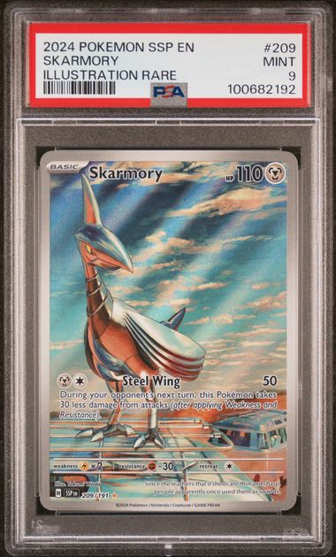 PSA 9 2024 POKEMON SSP EN-SURGING SPARKS #209 SKARMORY ILLUSTRATION RARE