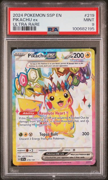 PSA 9 2024 POKEMON SSP EN-SURGING SPARKS #219 PIKACHU ex ULTRA RARE