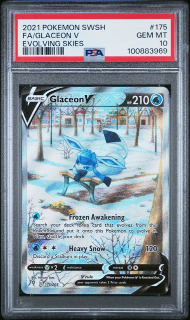 PSA 10 2021 POKEMON SWORD & SHIELD EVOLVING SKIES #175 FA/GLACEON V EVOLVING SKIES