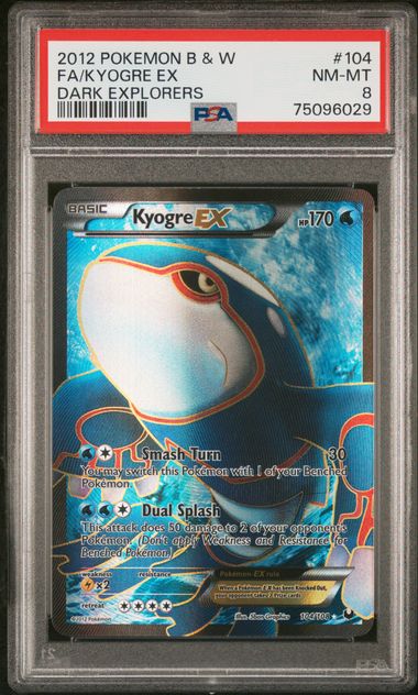 PSA 8  #104 FA/KYOGRE EX DARK EXPLORERS 2012 POKEMON BLACK & WHITE DARK EXPLORERS