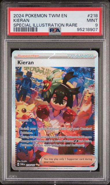 PSA 9 2024 POKEMON TWM EN-TWILIGHT MASQUERADE #218 KIERAN SPECIAL ILLUSTRATION RARE