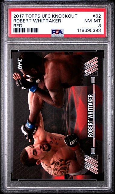 2017 TOPPS UFC KNOCKOUT #62 ROBERT WHITTAKER RED PSA 8