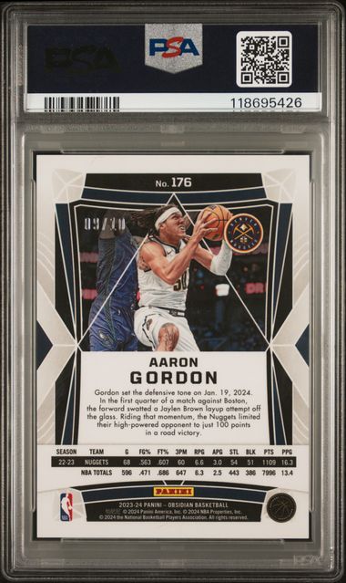 2023 PANINI OBSIDIAN #176 AARON GORDON ELECTRIC ETCH MOLTEN MOJO PSA 10