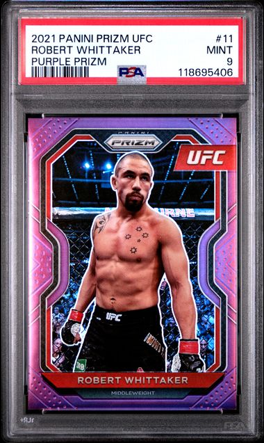 2021 PANINI PRIZM UFC #11 ROBERT WHITTAKER PURPLE PRIZM PSA 9