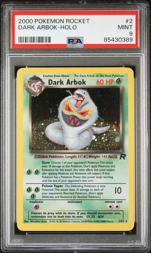PSA 9 - #2 DARK ARBOK-HOLO 2000 POKEMON ROCKET