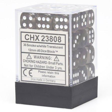 Chessex Dice CHX 23808 D6: Translucent Smoke w/ White