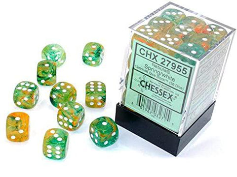 Chessex CHX 27955 Nebula 12mm D6 Spring/White w/Luminary Dice Block (36 Dice)