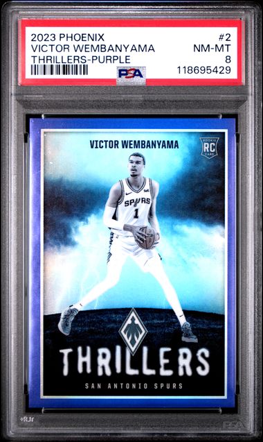 2023 PANINI PHOENIX THRILLERS #2 VICTOR WEMBANYAMA THRILLERS-PURPLE PSA 8