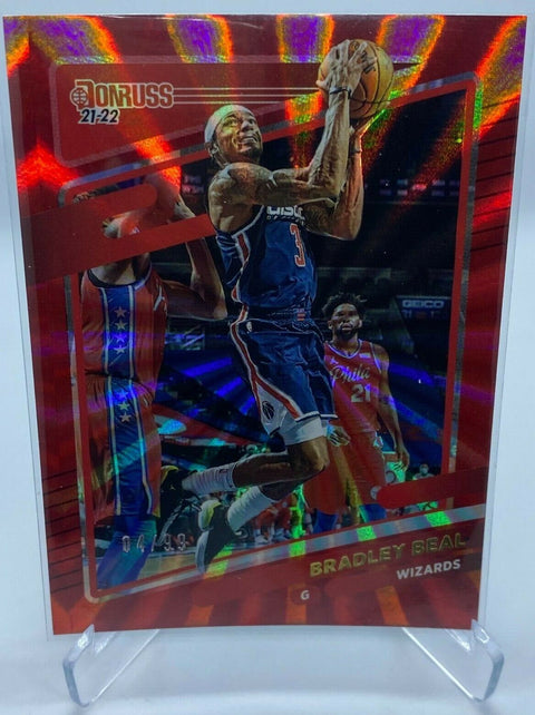 2021-2022 donruss basketball bradley beal /99 red washington wizards laser