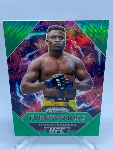 Francis Ngannou 2021 Panini UFC Prizm Fireworks #12 Green Silver Prizm