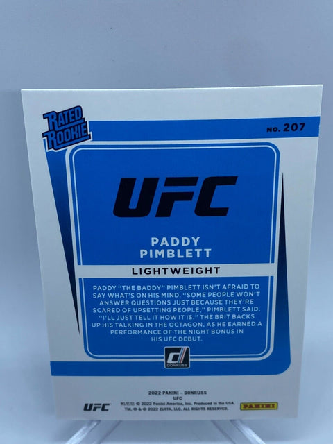 2022 Donruss UFC Paddy Pimblett #207 Rated Rookie Press Proof Lightweight RC