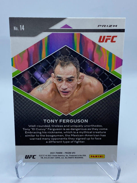 2021 PANINI UFC PRIZM  TONY FERGUSON FEARLESS INSERT GREEN PRIZM CARD  #14