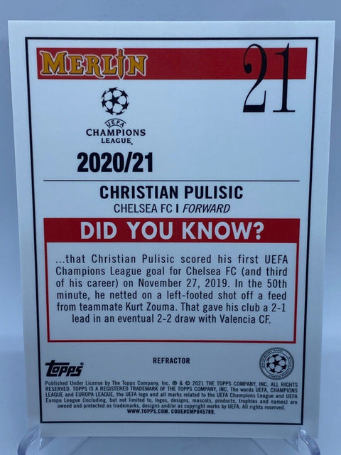 2021 Topps Merlin Soccer Christian Pulisic Chelsea Card #21 Silver