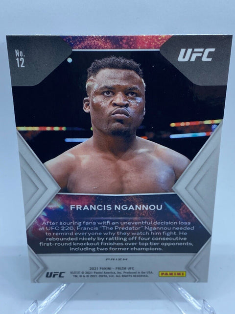 Francis Ngannou 2021 Panini UFC Prizm Fireworks #12 Green Silver Prizm