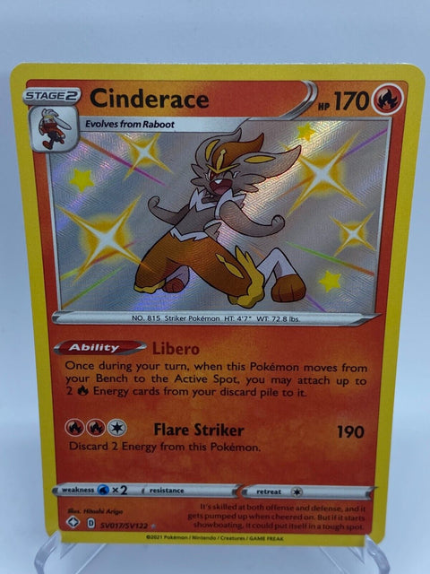 Cinderace SV017/SV122 Shining Fates Shiny Vault Holo Rare Pokémon TCG Card