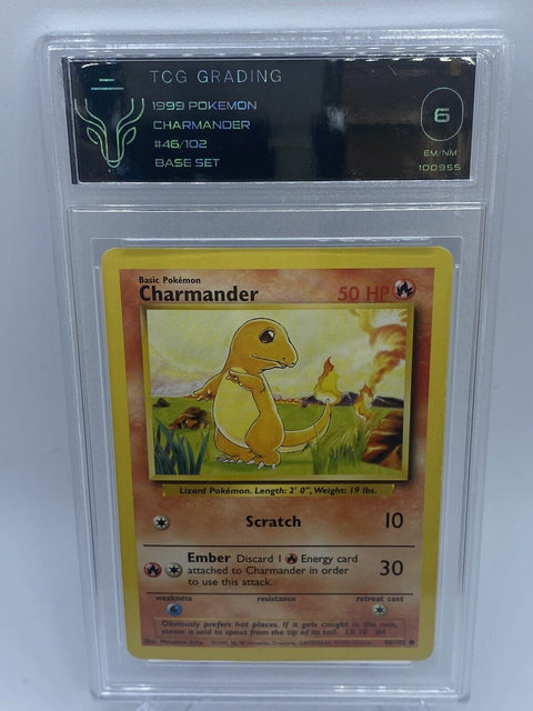 Charmander SHADOWLESS [U] Base Set Common - 46/102 WOTC Pokemon Card [1999]