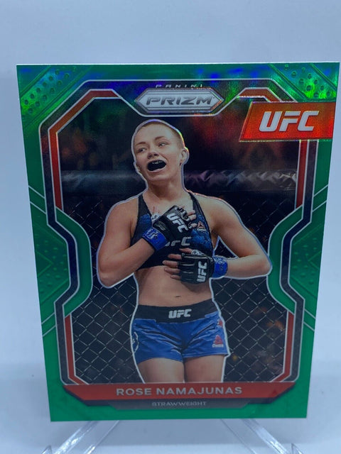 2021 PANINI PRIZM UFC MMA FIGHTING ROSE NAMAJUNAS #31 GREEN PRIZM PARALLEL SP