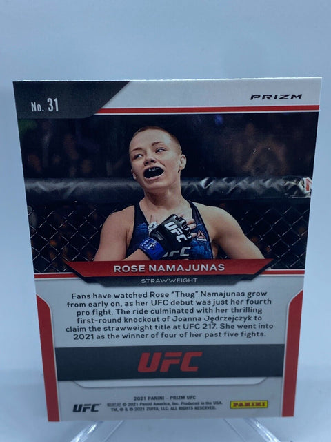 2021 PANINI PRIZM UFC MMA FIGHTING ROSE NAMAJUNAS #31 GREEN PRIZM PARALLEL SP