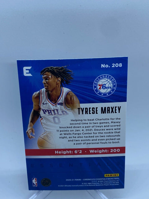 Tyrese Maxey ROOKIE PANINI Chronicles Essentials 2020-21 PHILADELPHIA 76ERS RC