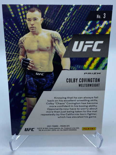 2021 PANINI UFC PRIZM COLBY COVINGTON INSTANT IMPACT GREEN PRIZM CARD #3